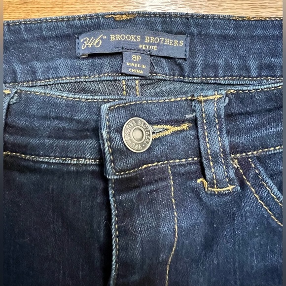 Women’s petite Brooks Brothers Dark wash straight cut denim jeans size 8P EUC - Picture 2 of 9